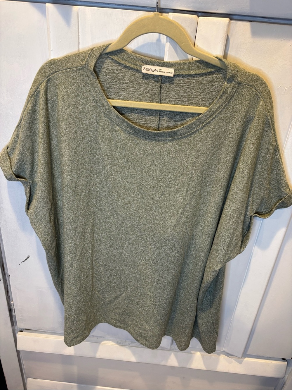 Zenana Outfitters Light Olive Relaxed Short Sleeve Tee